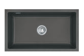 SYSTEMCERAM Einbauspüle Mera 80 U/g Schiefer 85 inkl. Excenterbetätigung, für 90 cm Schrankbreite, Spüle zum Unterbau mit geschliffener Oberseite Unterbau keine Beckenlage 54700285