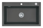 SYSTEMCERAM Einbauspüle Mera 80 Schiefer 85 inkl. Excenterbetätigung, für 80 cm Schrankbreite, Einbauspüle Auflage keine Beckenlage 50700285