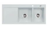 SYSTEMCERAM Einbauspüle Mera Double Be. Re. Alu 76 inkl. Excenterbetätigung, für 80 cm Schrankbreite, Einbauspüle Auflage Becken rechts 50780276