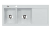 SYSTEMCERAM Einbauspüle Mera Double Be. Li. Alu 76 inkl. Excenterbetätigung, für 80 cm Schrankbreite, Einbauspüle Auflage Becken links 50790276