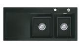 SYSTEMCERAM Einbauspüle Mera Double Be. Re. Eibe 56 inkl. Excenterbetätigung, für 80 cm Schrankbreite, Einbauspüle Auflage Becken rechts 50780256