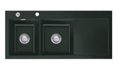 SYSTEMCERAM Einbauspüle Mera Double Be. Li. Eibe 56 inkl. Excenterbetätigung, für 80 cm Schrankbreite, Einbauspüle Auflage Becken links 50790256