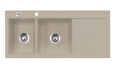 SYSTEMCERAM Einbauspüle Mera Double Be. Li. Fango 23 inkl. Excenterbetätigung, für 80 cm Schrankbreite, Einbauspüle Auflage Becken links 50790223