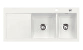 SYSTEMCERAM Einbauspüle Mera Double Be. Re. Grönland 12 inkl. Excenterbetätigung, für 80 cm Schrankbreite, Einbauspüle Auflage Becken rechts 50780212