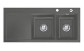 SYSTEMCERAM Einbauspüle Mera Double Be. Re. Lava 80 inkl. Excenterbetätigung, für 80 cm Schrankbreite, Einbauspüle Auflage Becken rechts 50780280