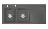 SYSTEMCERAM Einbauspüle Mera Double Be. Li. Lava 80 inkl. Excenterbetätigung, für 80 cm Schrankbreite, Einbauspüle Auflage Becken links 50790280