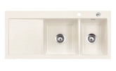 SYSTEMCERAM Einbauspüle Mera Double Be. Re. Magnolie 10 inkl. Excenterbetätigung, für 80 cm Schrankbreite, Einbauspüle Auflage Becken rechts 50780210