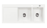 SYSTEMCERAM Einbauspüle Mera Double Be. Re. Polar 13 inkl. Excenterbetätigung, für 80 cm Schrankbreite, Einbauspüle Auflage Becken rechts 50780213