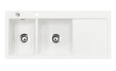 SYSTEMCERAM Einbauspüle Mera Double Be. Li. Polar 13 inkl. Excenterbetätigung, für 80 cm Schrankbreite, Einbauspüle Auflage Becken links 50790213