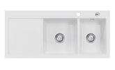SYSTEMCERAM Einbauspüle Mera Double Be. Re. Satin 20 inkl. Excenterbetätigung, für 80 cm Schrankbreite, Einbauspüle Auflage Becken rechts 50780220