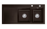 SYSTEMCERAM Einbauspüle Mera Double Be. Re. Siena 65 inkl. Excenterbetätigung, für 80 cm Schrankbreite, Einbauspüle Auflage Becken rechts 50780265