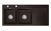 SYSTEMCERAM Einbauspüle Mera Double Be. Li. Siena 65 inkl. Excenterbetätigung, für 80 cm Schrankbreite, Einbauspüle Auflage Becken links 50790265