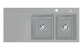 SYSTEMCERAM Einbauspüle Mera Double Be. Re. Titan 78 inkl. Excenterbetätigung, für 80 cm Schrankbreite, Einbauspüle Auflage Becken rechts 50780278