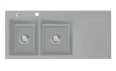 SYSTEMCERAM Einbauspüle Mera Double Be. Li. Titan 78 inkl. Excenterbetätigung, für 80 cm Schrankbreite, Einbauspüle Auflage Becken links 50790278