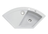 SYSTEMCERAM Einbauspüle Mera Eck F Alu 76 inkl. Excenterbetätigung, für 90 cm Schrankbreite, Spüle zum flächenbündigen Einbau mit Sinktop Resteausguss Auflage keine Beckenlage 55510276