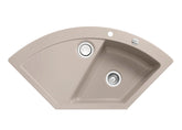 SYSTEMCERAM Einbauspüle Mera Eck F Fango 23 inkl. Excenterbetätigung, für 90 cm Schrankbreite, Spüle zum flächenbündigen Einbau mit Sinktop Resteausguss Auflage keine Beckenlage 55510223