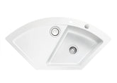 SYSTEMCERAM Einbauspüle Mera Eck F Grönland 12 inkl. Excenterbetätigung, für 90 cm Schrankbreite, Spüle zum flächenbündigen Einbau mit Sinktop Resteausguss Auflage keine Beckenlage 55510212