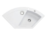 SYSTEMCERAM Einbauspüle Mera Eck F Polar 13 inkl. Excenterbetätigung, für 90 cm Schrankbreite, Spüle zum flächenbündigen Einbau mit Sinktop Resteausguss Auflage keine Beckenlage 55510213