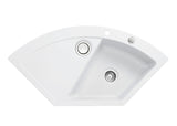 SYSTEMCERAM Einbauspüle Mera Eck F Polar 13 inkl. Excenterbetätigung, für 90 cm Schrankbreite, Spüle zum flächenbündigen Einbau mit Sinktop Resteausguss Auflage keine Beckenlage 55510213