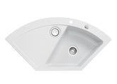 SYSTEMCERAM Einbauspüle Mera Eck F Satin 20 inkl. Excenterbetätigung, für 90 cm Schrankbreite, Spüle zum flächenbündigen Einbau mit Sinktop Resteausguss Auflage keine Beckenlage 55510220