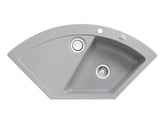 SYSTEMCERAM Einbauspüle Mera Eck F Titan 78 inkl. Excenterbetätigung, für 90 cm Schrankbreite, Spüle zum flächenbündigen Einbau mit Sinktop Resteausguss Auflage keine Beckenlage 55510278