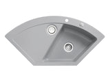 SYSTEMCERAM Einbauspüle Mera Eck F Titan 78 inkl. Excenterbetätigung, für 90 cm Schrankbreite, Spüle zum flächenbündigen Einbau mit Sinktop Resteausguss Auflage keine Beckenlage 55510278