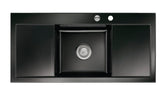 SYSTEMCERAM Einbauspüle Mera Middle F Nero 68 inkl. Excenterbetätigung, für 50 cm Schrankbreite, Spüle zum flächenbündigen Einbau, inkl. 4 x Eckradien R 10 Auflage keine Beckenlage 55730268