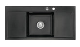 SYSTEMCERAM Einbauspüle Mera Middle F Nigra 87 inkl. Excenterbetätigung, für 50 cm Schrankbreite, Spüle zum flächenbündigen Einbau, inkl. 4 x Eckradien R 10 Auflage keine Beckenlage 55730287