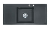 SYSTEMCERAM Einbauspüle Mera Middle F Schiefer 85 inkl. Excenterbetätigung, für 50 cm Schrankbreite, Spüle zum flächenbündigen Einbau, inkl. 4 x Eckradien R 10 Auflage keine Beckenlage 55730285