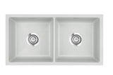 SYSTEMCERAM Einbauspüle Mera Twin F/o Alu 76 inkl. Excenterbetätigung, für 90 cm Schrankbreite, Spüle zum flächenbündigen Einbau ohne Hahnlochbank, inkl. 4 x Eckradien R 10 Flächenbündig keine Beckenlage 51620276
