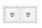 SYSTEMCERAM Einbauspüle Mera Twin F/o Grönland 12 inkl. Excenterbetätigung, für 90 cm Schrankbreite, Spüle zum flächenbündigen Einbau ohne Hahnlochbank, inkl. 4 x Eckradien R 10 Flächenbündig keine Beckenlage 51620212