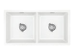 SYSTEMCERAM Einbauspüle Mera Twin F/o Grönland 12 inkl. Excenterbetätigung, für 90 cm Schrankbreite, Spüle zum flächenbündigen Einbau ohne Hahnlochbank, inkl. 4 x Eckradien R 10 Flächenbündig keine Beckenlage 51620212