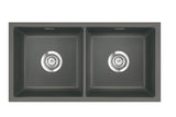 SYSTEMCERAM Einbauspüle Mera Twin F/o Lava 80 inkl. Excenterbetätigung, für 90 cm Schrankbreite, Spüle zum flächenbündigen Einbau ohne Hahnlochbank, inkl. 4 x Eckradien R 10 Flächenbündig keine Beckenlage 51620280