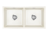 SYSTEMCERAM Einbauspüle Mera Twin F/o Magnolie 10 inkl. Excenterbetätigung, für 90 cm Schrankbreite, Spüle zum flächenbündigen Einbau ohne Hahnlochbank, inkl. 4 x Eckradien R 10 Flächenbündig keine Beckenlage 51620210