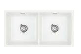 SYSTEMCERAM Einbauspüle Mera Twin F/o Polar 13 inkl. Excenterbetätigung, für 90 cm Schrankbreite, Spüle zum flächenbündigen Einbau ohne Hahnlochbank, inkl. 4 x Eckradien R 10 Flächenbündig keine Beckenlage 51620213
