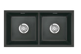 SYSTEMCERAM Einbauspüle Mera Twin F/o Schiefer 85 inkl. Excenterbetätigung, für 90 cm Schrankbreite, Spüle zum flächenbündigen Einbau ohne Hahnlochbank, inkl. 4 x Eckradien R 10 Flächenbündig keine Beckenlage 51620285