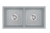 SYSTEMCERAM Einbauspüle Mera Twin F/o Titan 78 inkl. Excenterbetätigung, für 90 cm Schrankbreite, Spüle zum flächenbündigen Einbau ohne Hahnlochbank, inkl. 4 x Eckradien R 10 Flächenbündig keine Beckenlage 51620278