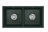 SYSTEMCERAM Einbauspüle Mera Twin U/g Eibe 56 inkl. Excenterbetätigung, für 90 cm Schrankbreite, Spüle zum Unterbau mit geschliffener Oberseite Unterbau keine Beckenlage 54620256