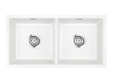 SYSTEMCERAM Einbauspüle Mera Twin U/g Grönland 12 inkl. Excenterbetätigung, für 90 cm Schrankbreite, Spüle zum Unterbau mit geschliffener Oberseite Unterbau keine Beckenlage 54620212