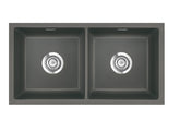 SYSTEMCERAM Einbauspüle Mera Twin U/g Lava 80 inkl. Excenterbetätigung, für 90 cm Schrankbreite, Spüle zum Unterbau mit geschliffener Oberseite Unterbau keine Beckenlage 54620280