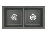 SYSTEMCERAM Einbauspüle Mera Twin U/g Lava 80 inkl. Excenterbetätigung, für 90 cm Schrankbreite, Spüle zum Unterbau mit geschliffener Oberseite Unterbau keine Beckenlage 54620280