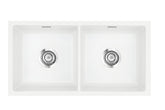 SYSTEMCERAM Einbauspüle Mera Twin U/g Polar 13 inkl. Excenterbetätigung, für 90 cm Schrankbreite, Spüle zum Unterbau mit geschliffener Oberseite Unterbau keine Beckenlage 54620213