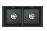SYSTEMCERAM Einbauspüle Mera Twin U/g Schiefer 85 inkl. Excenterbetätigung, für 90 cm Schrankbreite, Spüle zum Unterbau mit geschliffener Oberseite Unterbau keine Beckenlage 54620285