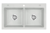 SYSTEMCERAM Einbauspüle Mera Twin F Alu 76 inkl. Excenterbetätigung, für 90 cm Schrankbreite, Spüle zum flächenbündigen Einbau, inkl. 4 x Eckradien R 10 Auflage keine Beckenlage 55620276