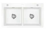 SYSTEMCERAM Einbauspüle Mera Twin F Grönland 12 inkl. Excenterbetätigung, für 90 cm Schrankbreite, Spüle zum flächenbündigen Einbau, inkl. 4 x Eckradien R 10 Auflage keine Beckenlage 55620212