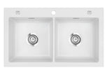 SYSTEMCERAM Einbauspüle Mera Twin Satin 20 inkl. Excenterbetätigung, für 90 cm Schrankbreite, Einbauspüle Auflage keine Beckenlage 50620220