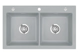 SYSTEMCERAM Einbauspüle Mera Twin F Titan 78 inkl. Excenterbetätigung, für 90 cm Schrankbreite, Spüle zum flächenbündigen Einbau, inkl. 4 x Eckradien R 10 Auflage keine Beckenlage 55620278