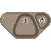 FRANKE Fragranitespüle AZG 661-96 E Cashmere Drehknopf Chrom 114.0477.991