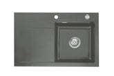 SYSTEMCERAM Einbauspüle Stema 80 F Be. Re. Lava 80 inkl. Excenterbetätigung, für 45 cm Schrankbreite, Spüle zum flächenbündigen Einbau, inkl. 4 x Eckradien R 10 Auflage Becken rechts 55540280