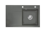 SYSTEMCERAM Einbauspüle Stema 80 F Be. Re. Lava 80 inkl. Excenterbetätigung, für 45 cm Schrankbreite, Spüle zum flächenbündigen Einbau, inkl. 4 x Eckradien R 10 Auflage Becken rechts 55540280